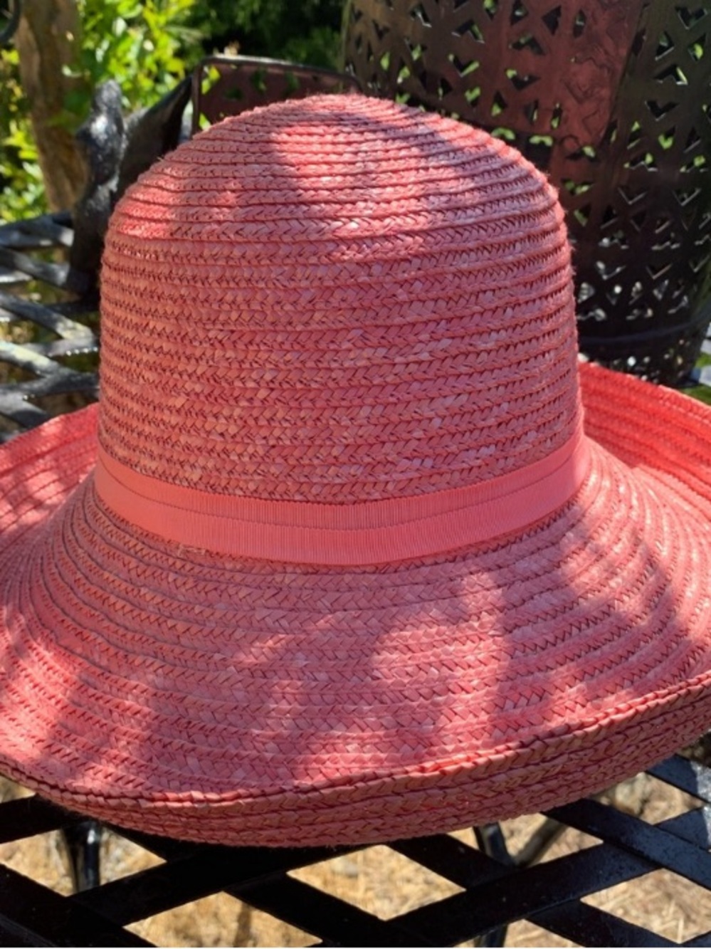 betmar Coral-Pink Wide Brim Straw Sun Hat with Ribbon Bow - Picture 7 of 11